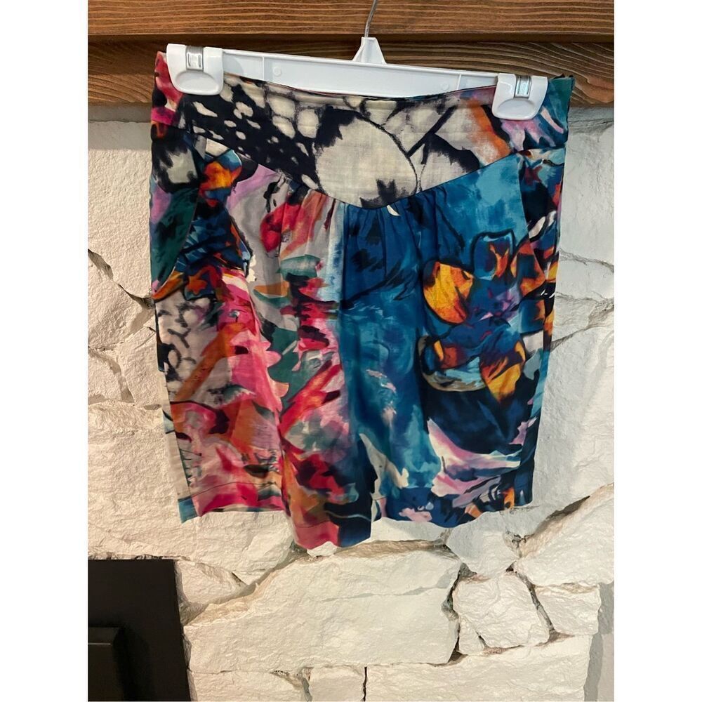 Silence + Noise Womens Multicolor Graphic Ruched Pencil Mini Dress Size 6